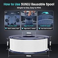 Vista 8 de SUNLU - Filamento PLA Plus 1.75mm Negro 1KG, Filamento para impresora 3D enrollado cuidadosamente 1.75mm, PLA+ 1000g, precisión dimensional de +