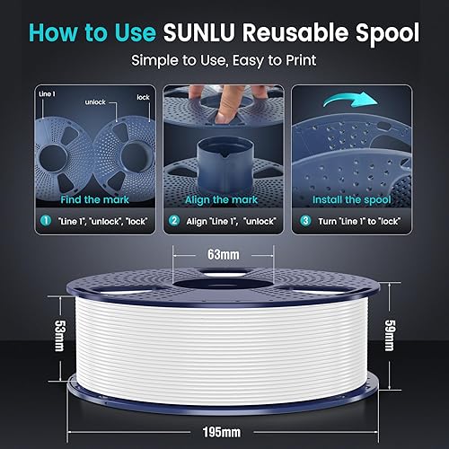 Vista 26 de SUNLU PLA filamento para impresora 3D, 1,75 PLA, precisión dimensional +/- 0.001 in, bobina de 2.2 lb 0.069 in 35.27 oz-pla transparente