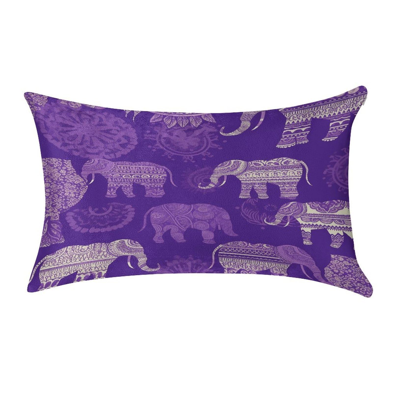 VstaDank Purple Elephant Pillow Covers Rectangular Cushion Case Cozy Decorative Throw Pillowcase Luxury Lumbar Pillow Shells with Zipper Soft Velvet Pillows Shams 12 X 20 in