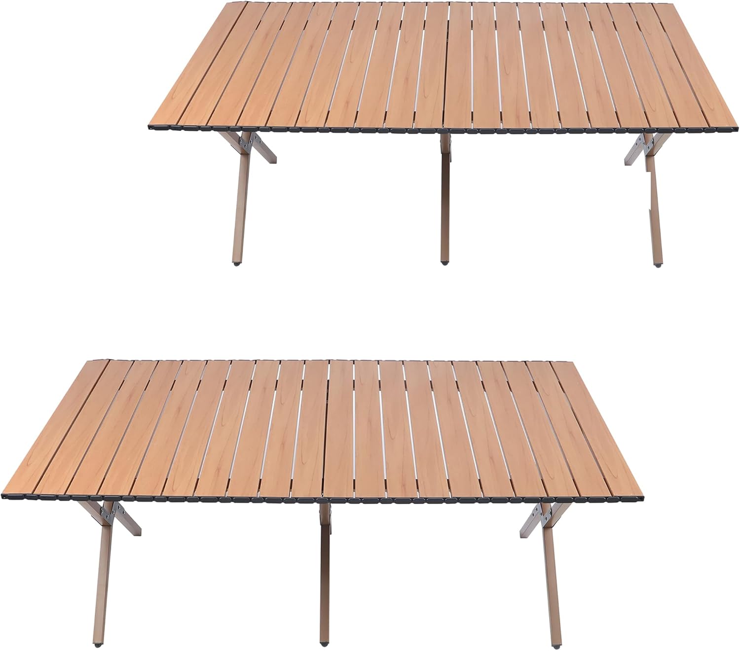 2 Pack Folding Outdoor Table with Carrying Bag, Stable Steel Roll-up Square Table for Indoor, Outdoor Camping, Picnics, Beach,Backyard, BBQ, Party, Patio, 47x24X17.5 in, Walnut 47x24x17.5 inch Walnut(2 Pack)