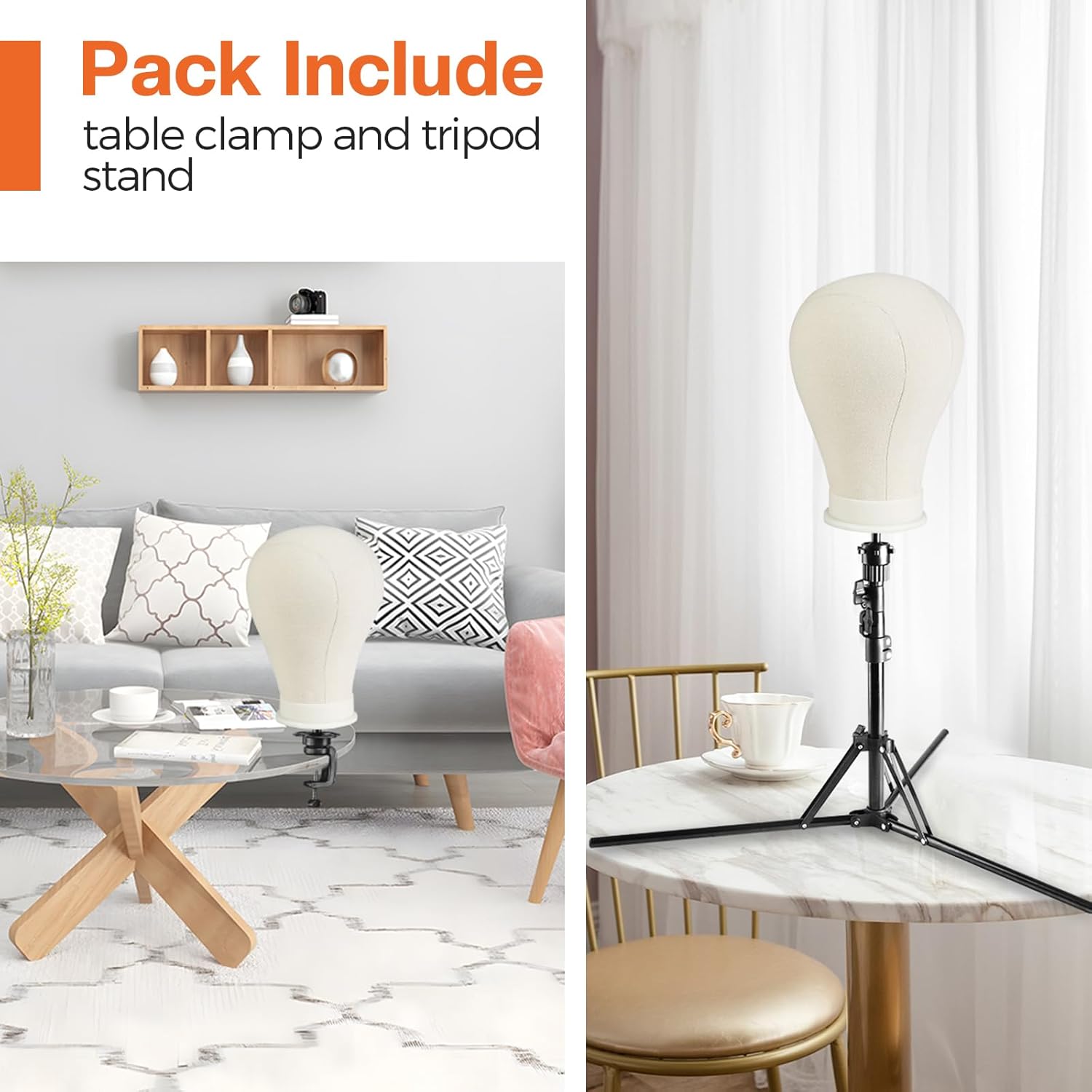 Neverland Beauty & Health 23 Inch Wig Head, Wig Stand Tripod with Head, Wig Head Stand with Mannequin Head for Wigs, Wig Stand with Head, Adjustable Tripod Manikin Head Set for Cosmetology(White)