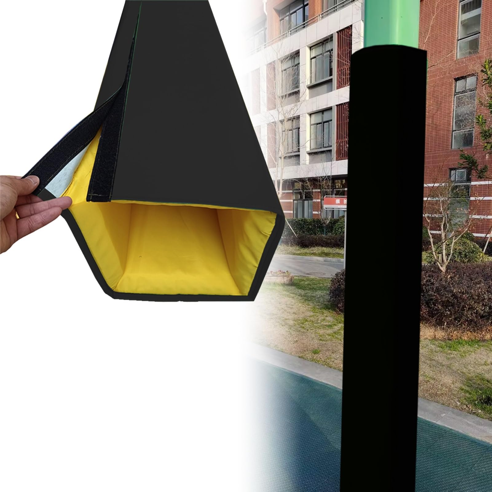 EXCLURA 6 feet Tall Column Cover Square Pole Protector, Basketball Pole Padding for Impact Absorption, All Weather Garage Pillar Mat Wrap Around(Black,8x8/20x20cm)