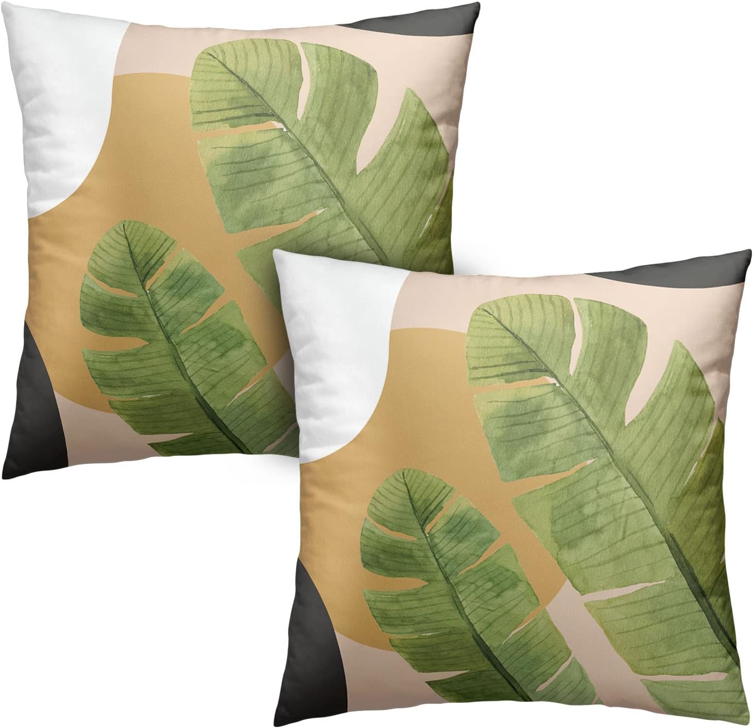 Kwlegh Tropical Green Leaves Throw Pillow Covers Summer