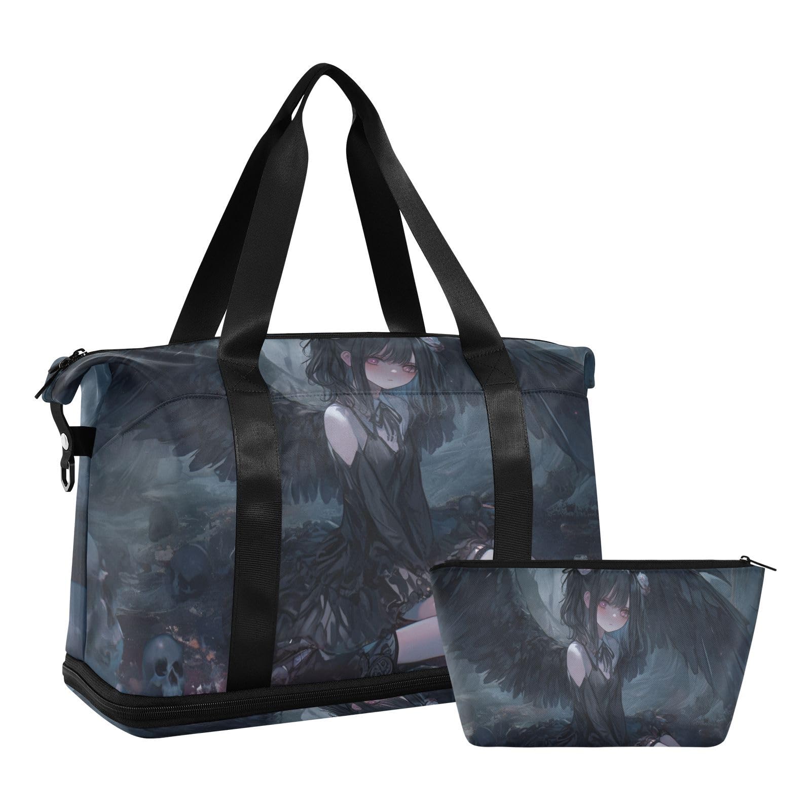 Gothic Anime duża torba podręczna z kieszenią na mokro regulowany pasek torba na siłownię do jogi wodoodporna dla mężczyzn kobiet
