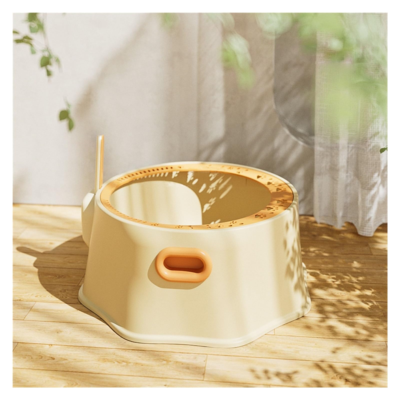 Exclusivo para Gatos y Perros Caja de Arena con Pala, Caja fácil Instalar, Abierta, for Conejos, Limpiar para Interiores(Yellow)
