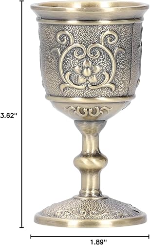 Miniatura 10 de Archaize - Copas de vino para copa de vino, resina de acero inoxidable, impresionante cáliz de vino medieval vintage para fiestas y bodas (pequeño)