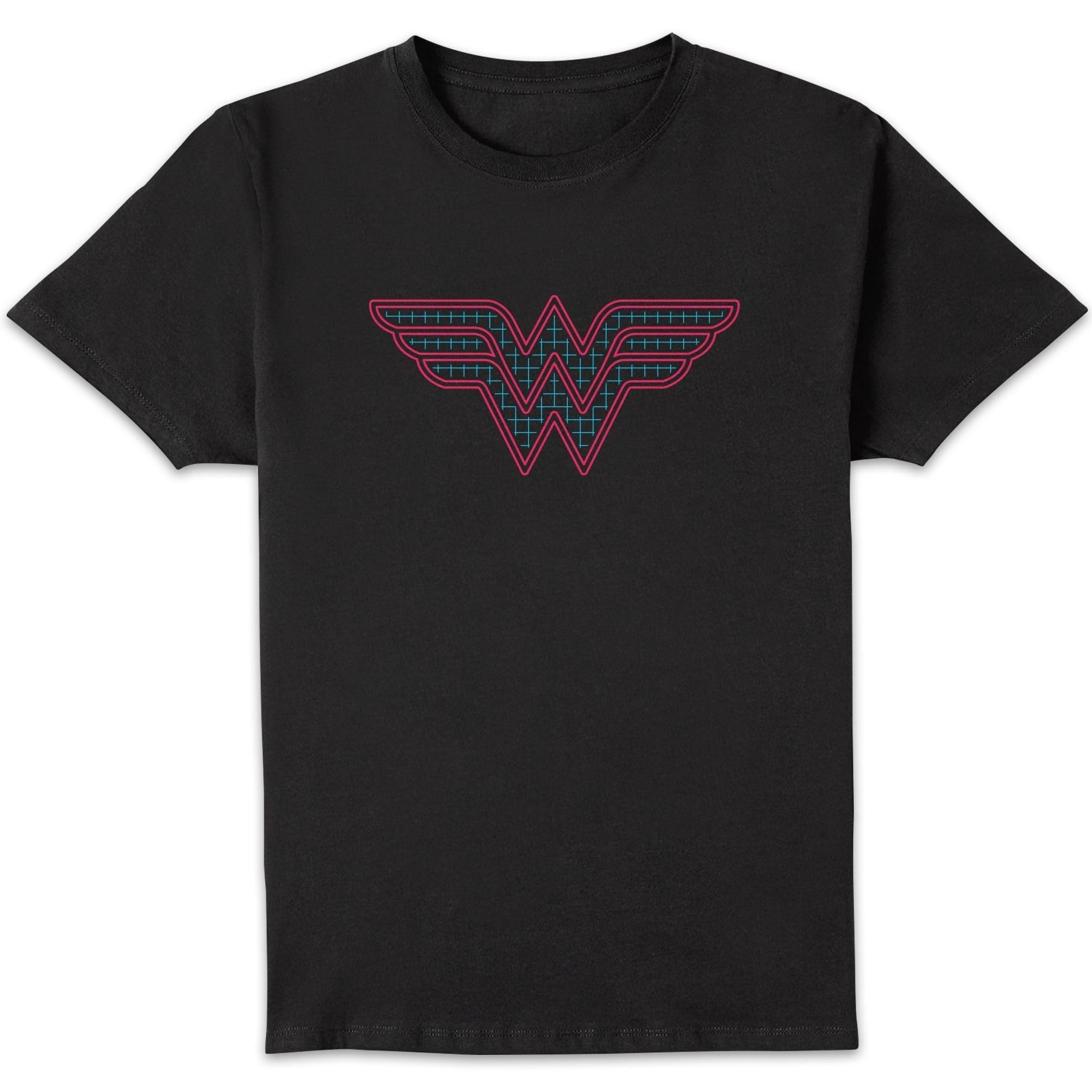 Dc Comics Unisex Black Justice League Wonder Woman Retro Grid Logo Men's T-Shirt Large