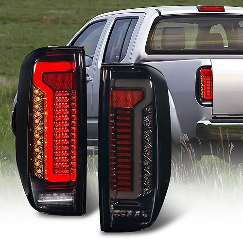 MGSTORM Reemplazo del conjunto de luces traseras de freno trasero para Nissan Navara D40 Frontier 2005-2021, lente ahumada