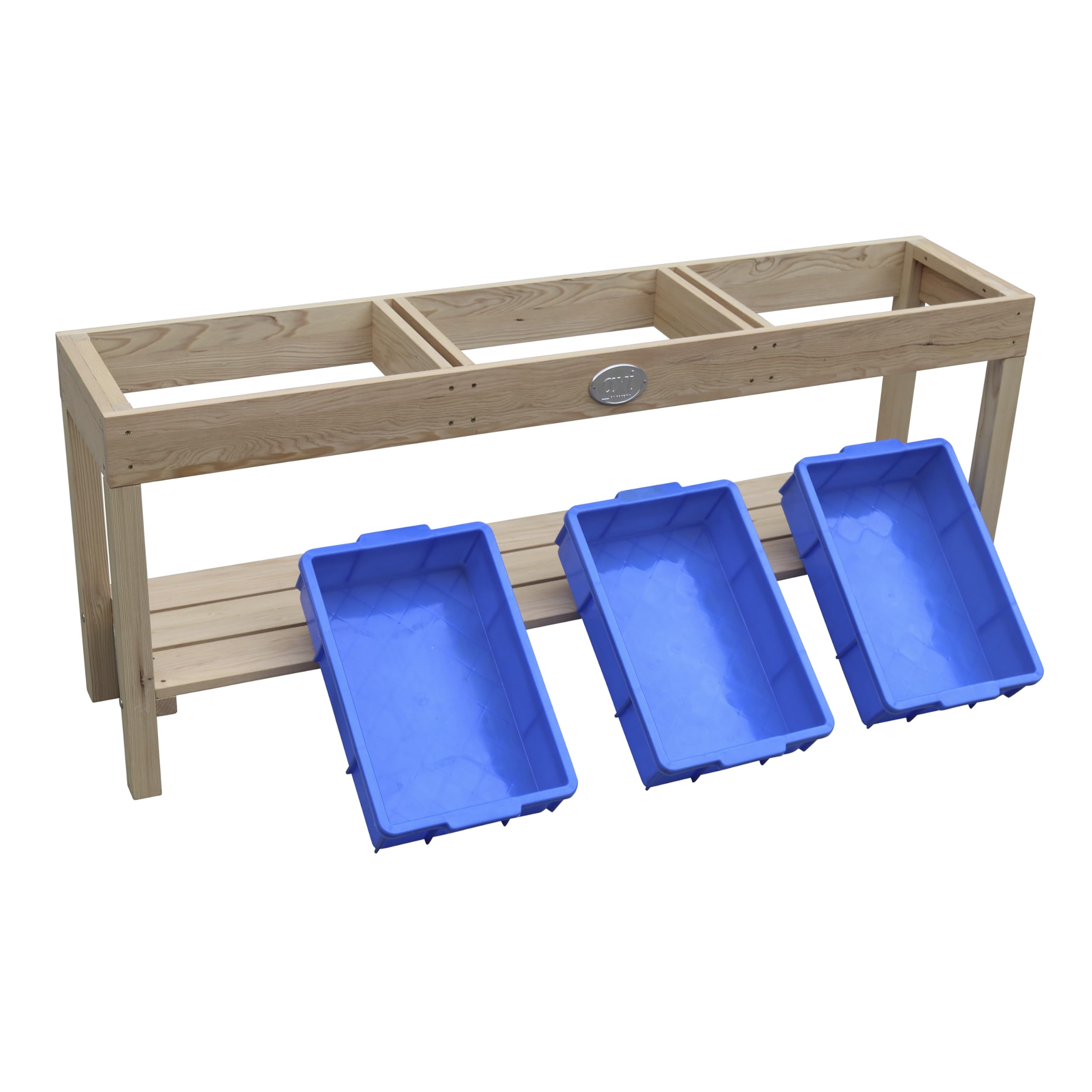 AXI Tavolo Sabbia e Acqua in Legno - Blu | Tavolo da Sabbia con 3 cestini di plastica e ripiano per riporre Gli Oggetti | Tavolo da attivitˆ Multiuso per Bambini, Tavolo da Fango