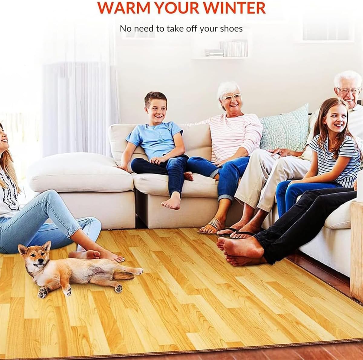 Infrared Heated Floor Mat, Portable Electric Heating Carpet, Carbon Crystal Area Rug for Under Desk, Perfect for Yoga and Foot Warmth