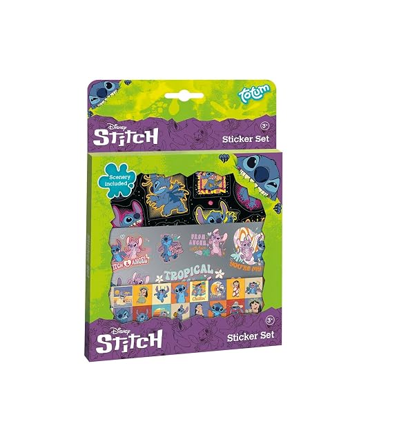 Foto 6 de 6 de TM ESSENTIALS Stitch Sticker Set: Caja de pegatinas de colores con 3 hojas y paisaje para niños y suministros…