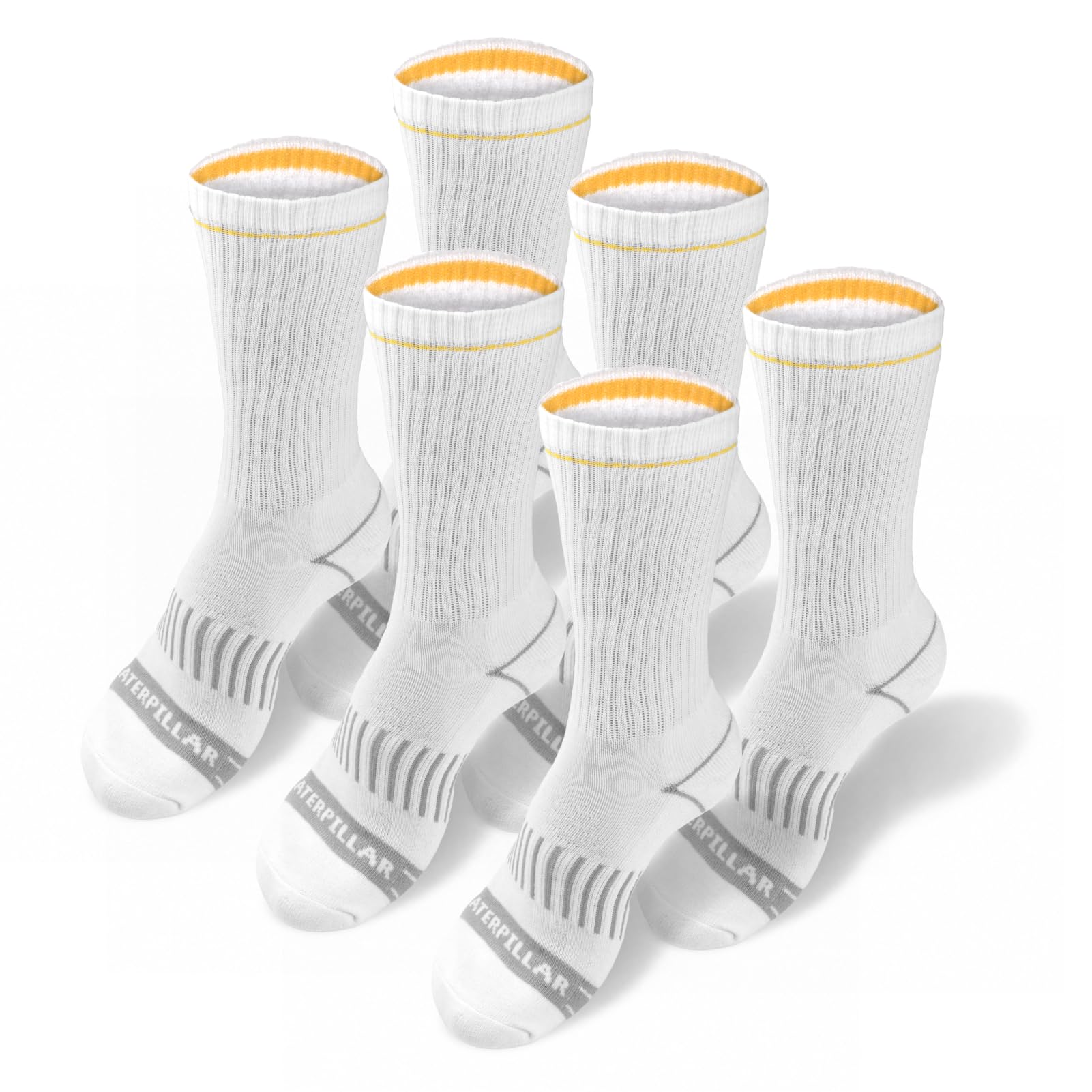 

                                                    Cat mens 6-pack Half Cushioned Crew Sock, White (6