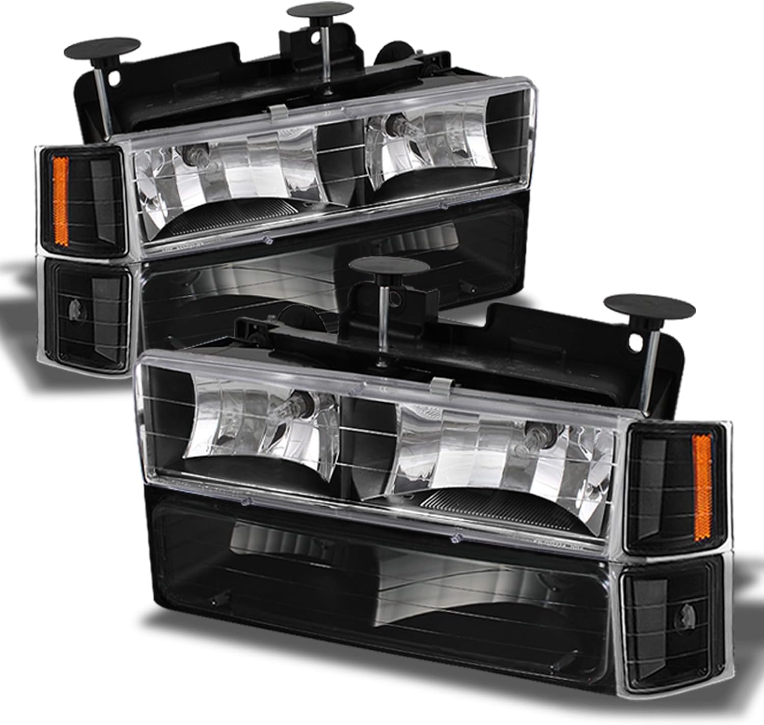 AKKON - For 1994-1998 Chevy C/K 1500/2500/3500 Tahoe Suburban Full Size C10 Black Headlights Left+Right Headlamp