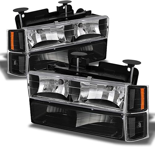 Miniatura 2 de AKKON - Para Chevy CK 1994-1998 150025003500 Tahoe Suburban Tamaño completo C10 Faros negros izquierdo+faro derecho