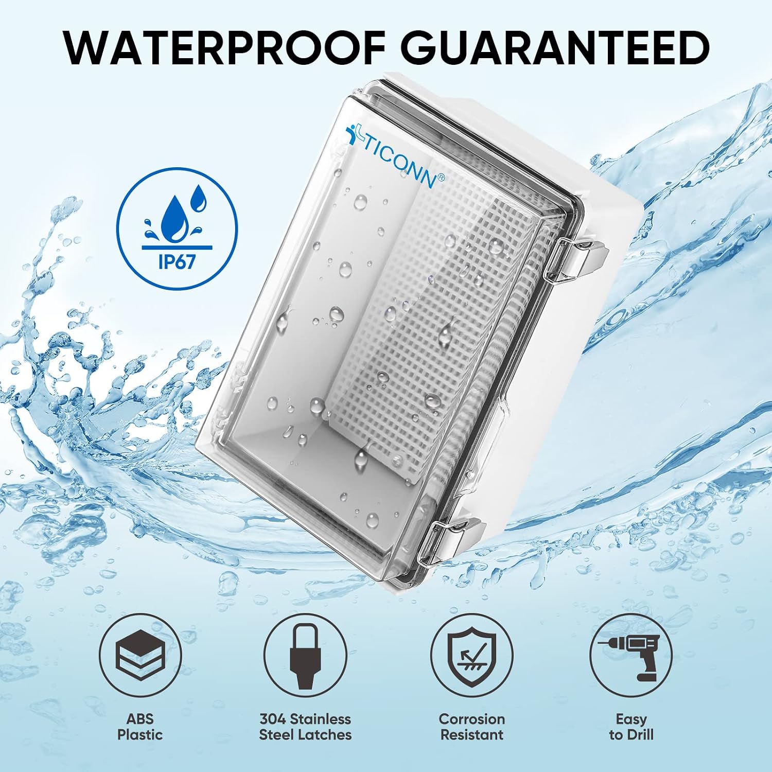 TICONN Outdoor Electrical Box Waterproof, ABS IP67 Junction Box Enclosure image 2