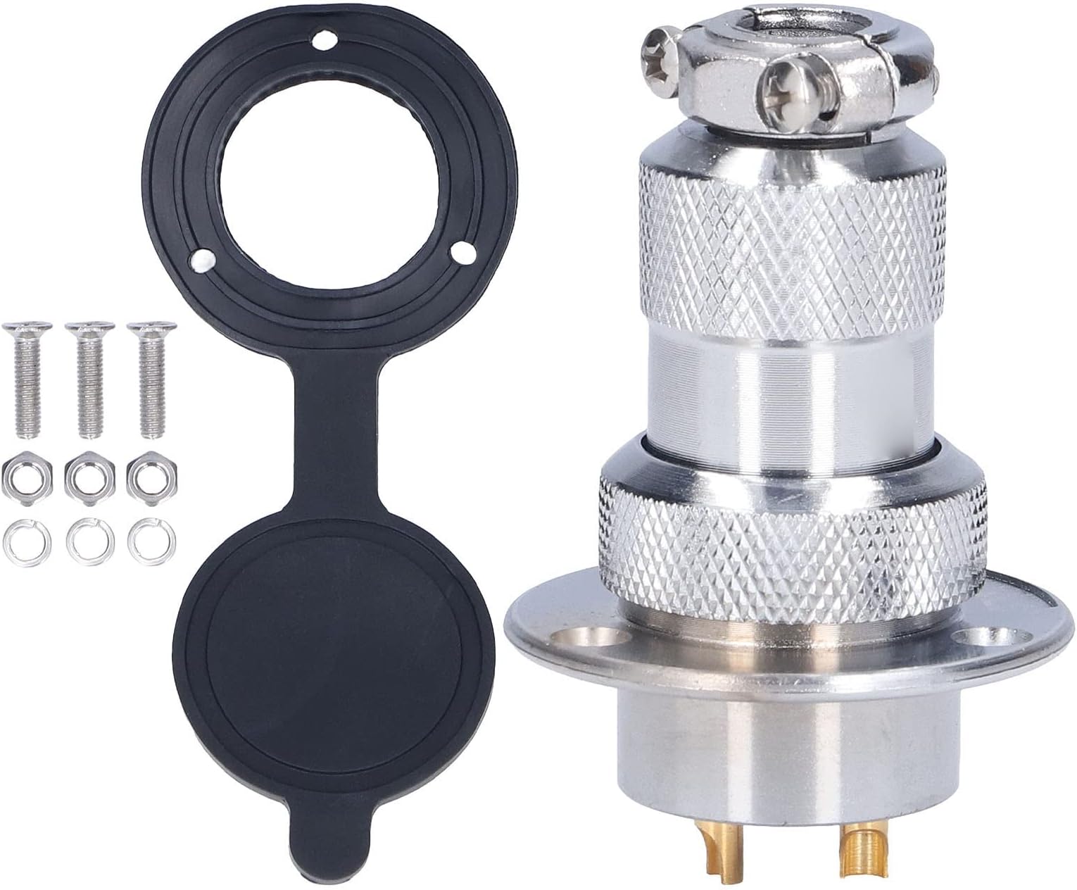 15Pcs Aviation Plug Connector Socket 15A 250V 25mm Aviation Plug Adapter Round Flange Plate Metal Wire Adapter for Network Communication(BEM25‑2Y(2 Pin))