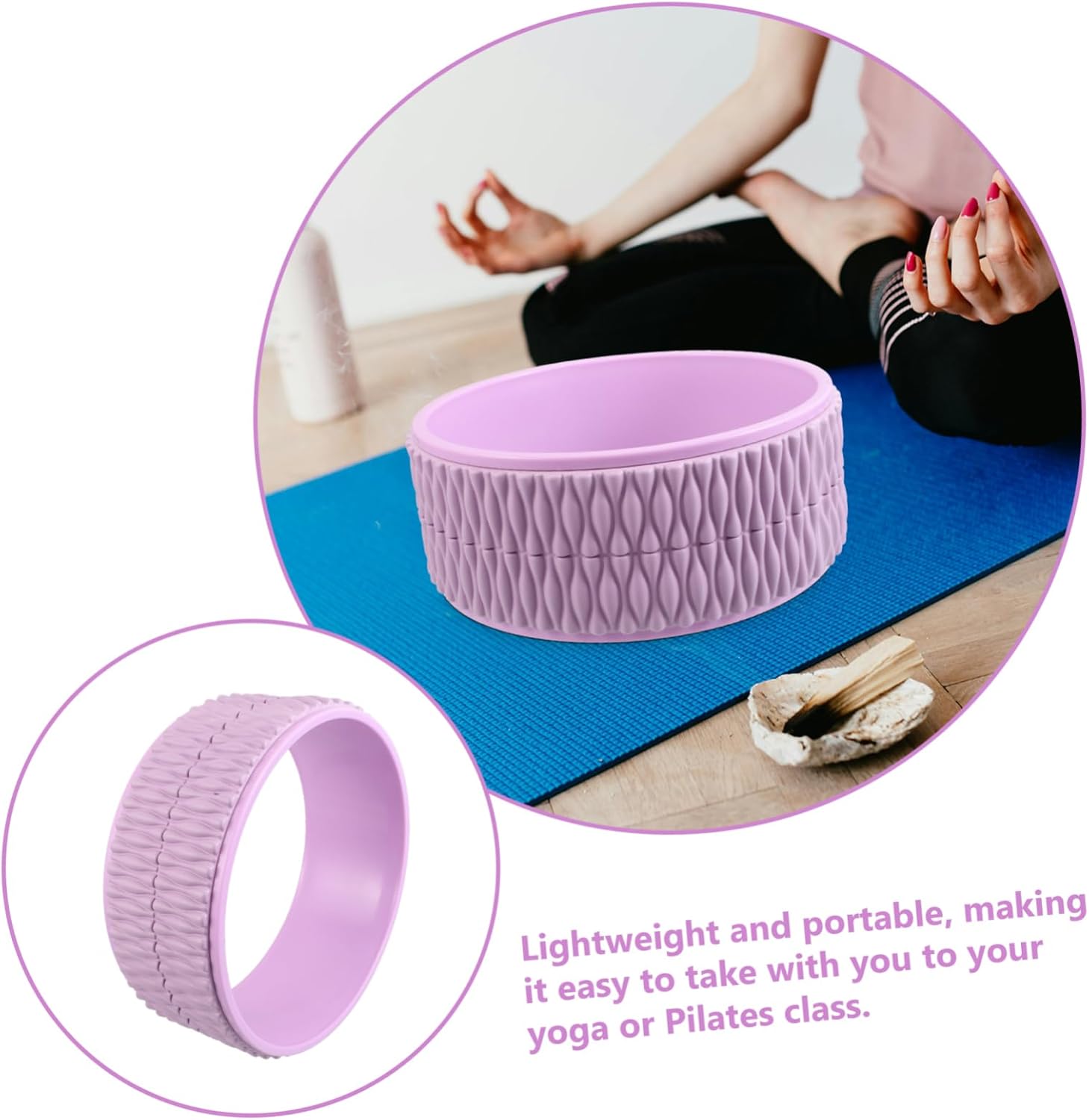 YARNOW Yoga Wheel for Flexibility and Strength Training Multi-Functional EVA Back Roller for Pain Relief and Deep Tissue Massage for Fitness Levels and Yoga Practitioners