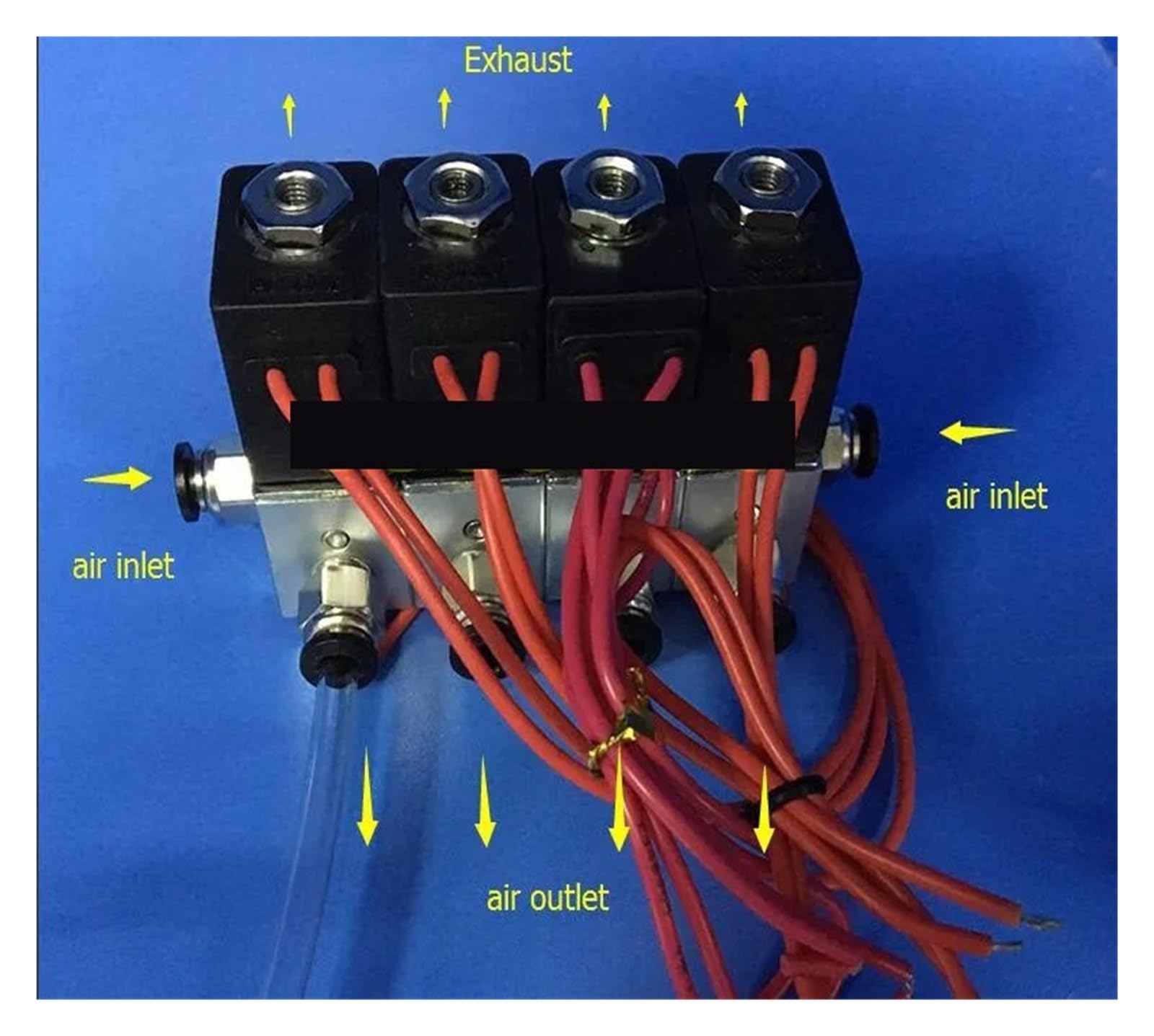 Lot de 4 électrovannes de collecteur, diamètre extérieur 4 mm, 6 mm, 8 mm, 10 mm, 12 mm, en aluminium, 3V1-06, vanne à action directe à 3 voies, AC/DC(12mm,24V)