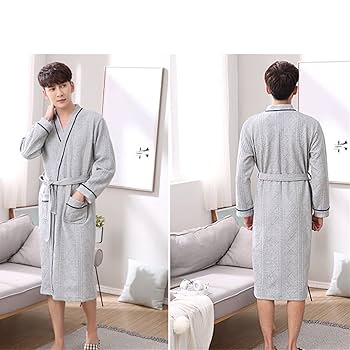 Amazon.co.jp: 男性用バスローブ、カップルナイトガウン、男性と