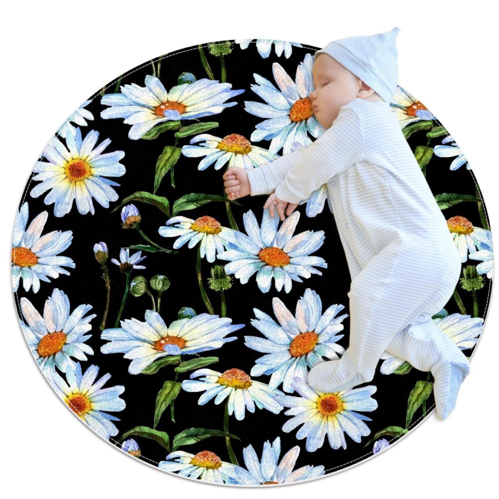 Tapis de salle de bain antidérapant motif camomille pour chambre