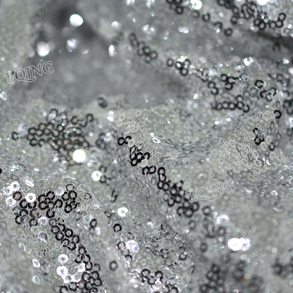 LQIAO 2 Yards Silver Sequin Fabric by The YardShimmer