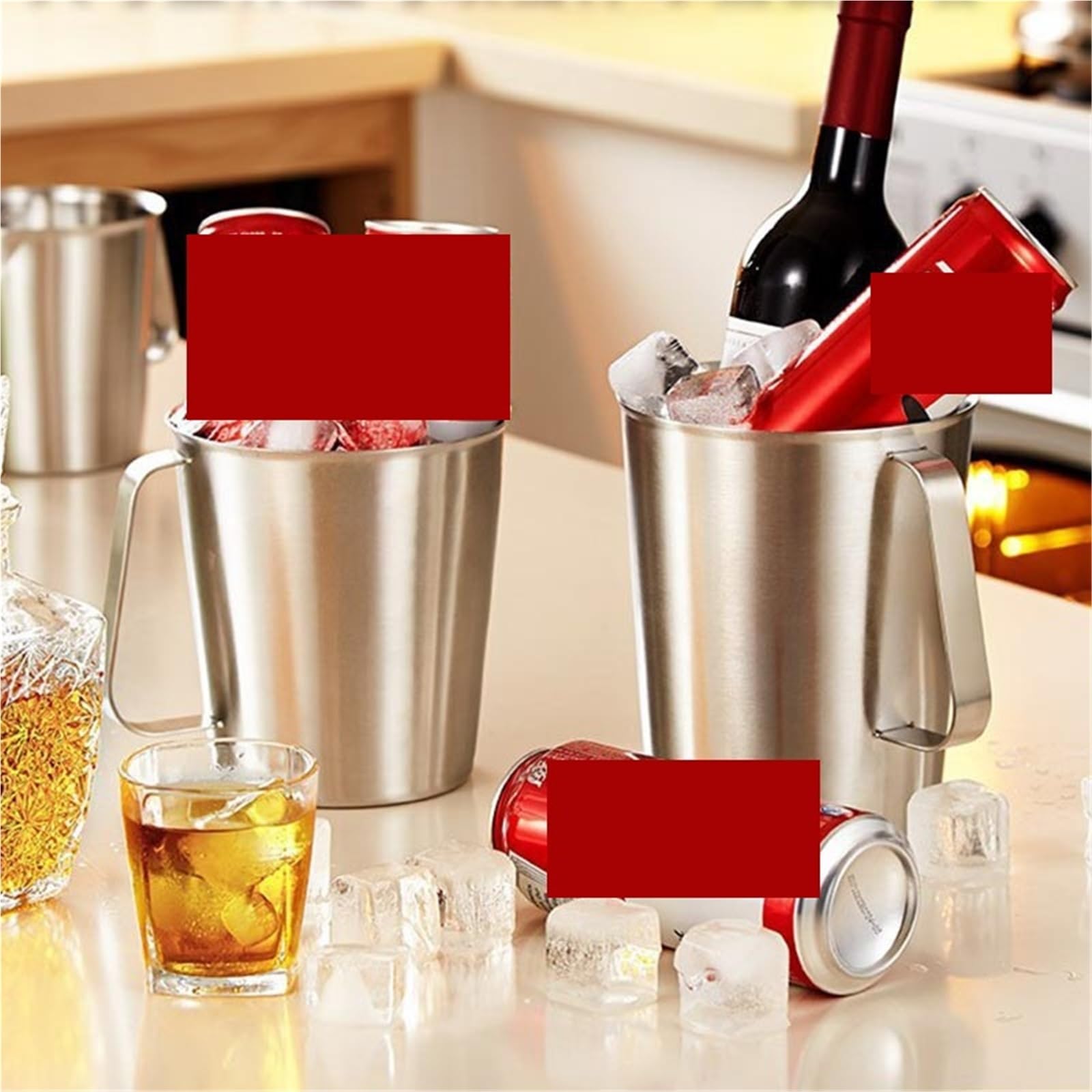 Taza medidora de acero inoxidable gruesa con tirador escala, taza flores, jarra té, práctica cocina gran capacidad, 2 uds Para Espumar(1000ML With Lid)