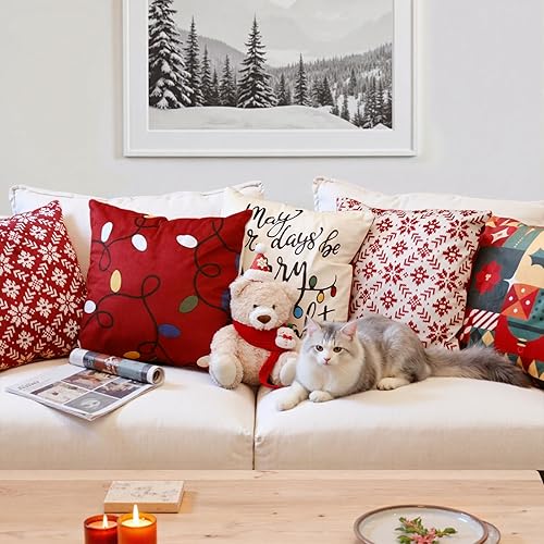 Miniatura 8 de jinchan Juego de 2 fundas de almohada de Navidad de 20 x 20 pulgadas, fundas de almohada neutrales de terciopelo, fundas de almohada de invierno