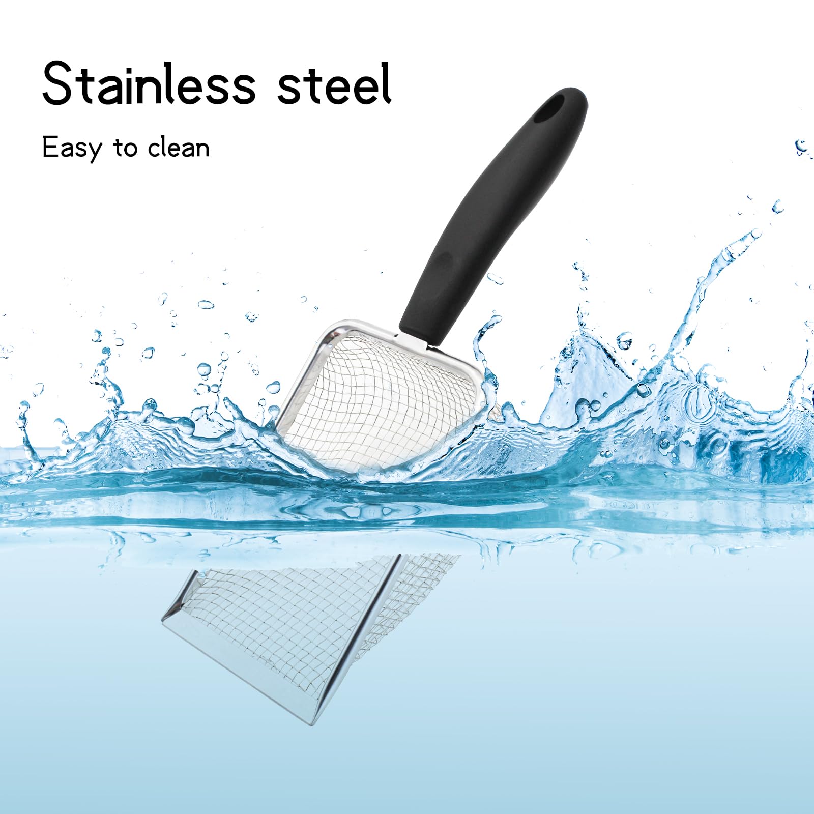 Uxgjfwu Stainless Steel Cat Litter Scoop Large Size Fine Mesh Sifter Shovel For Bentonite Clay Clumping Litter Box Cleaning Litter Box Accessory