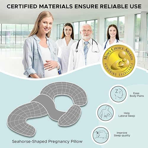 Miniatura 2 de Almohadas de embarazo para dormir, almohada de maternidad en forma de E para mujeres embarazadas con almohada de cuña ajustable, almohada de espuma