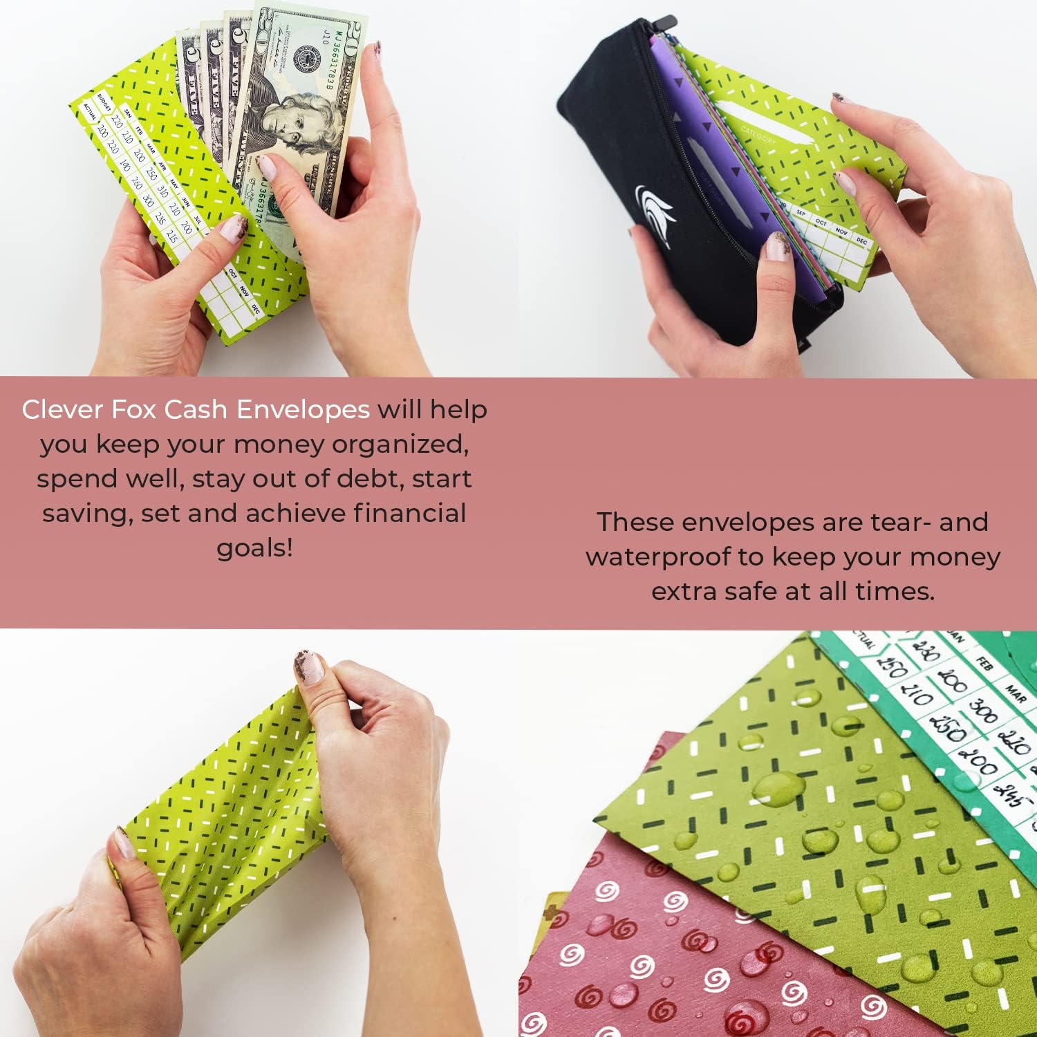 Clever Fox Money Saver Bundle – A5 Budget Planner, 12 Envelopes for Cash System & 1030+ Budget Stickers – Household Book for Budgeting – Financial Organizer & Expense Tracker – Rose Gold & Multicolor : Office Products