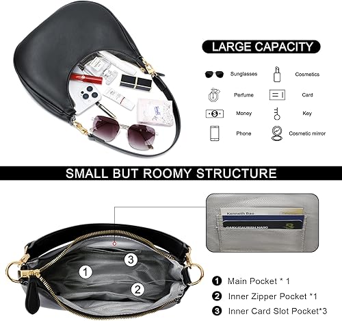 Miniatura 3 de KKXIU Bolso de hombro para mujer, bolso pequeño, lindo bolso de mano Hobo, bolso moderno de media luna