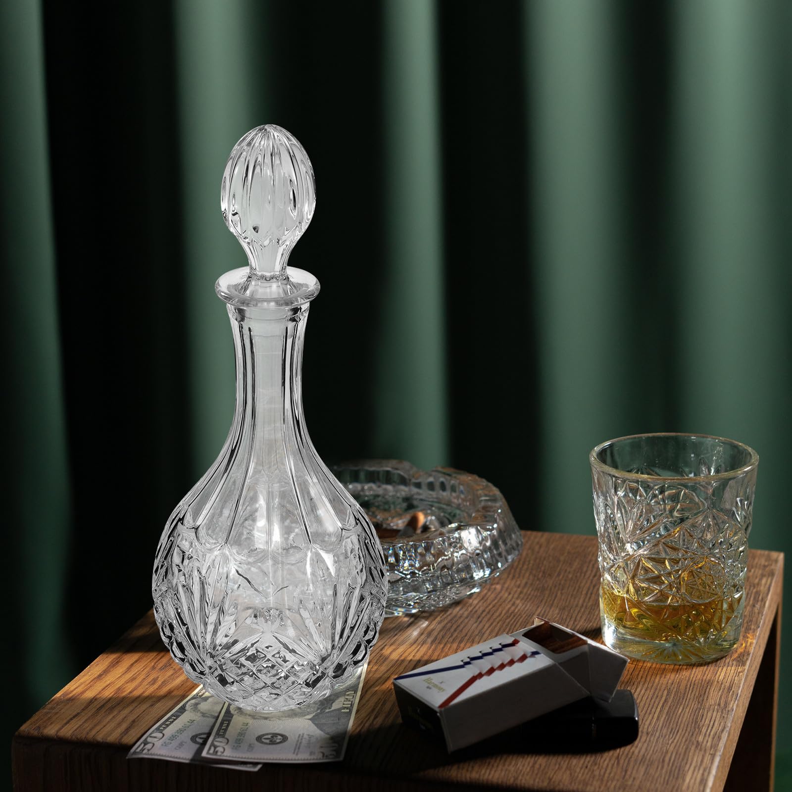 Bleifreier Glasdekanter 850ml für Rotwein und Whisky, Transparent