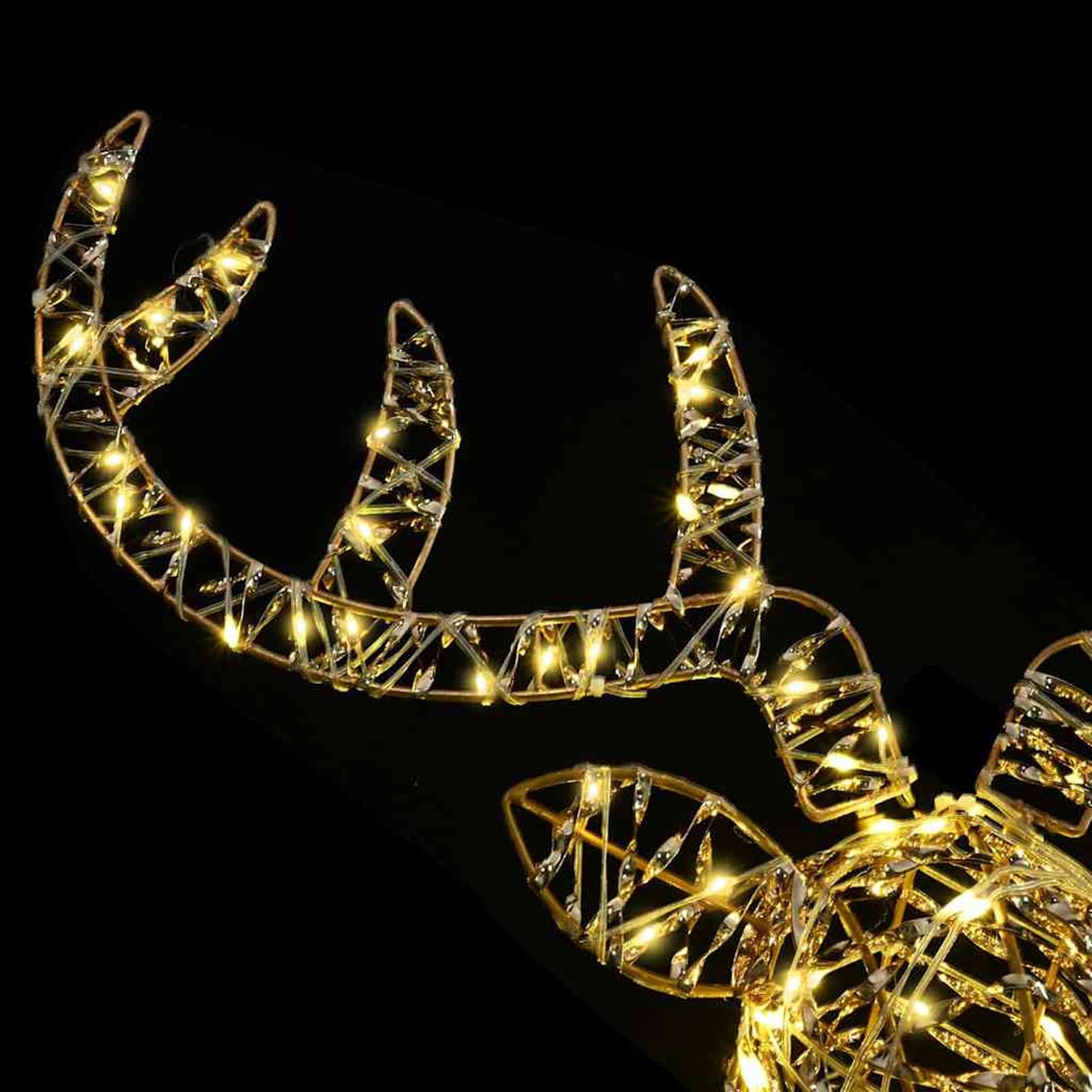 Gecheer Rentier Zieh Schlitten mit 140 LEDs Warmweiß 60 cm Rattan, Weihnachtsdekoration für Weihnachtsmarkt Festliche Eventdekoration Garten Rasen Terrasse Vorgarten Fassade42019067