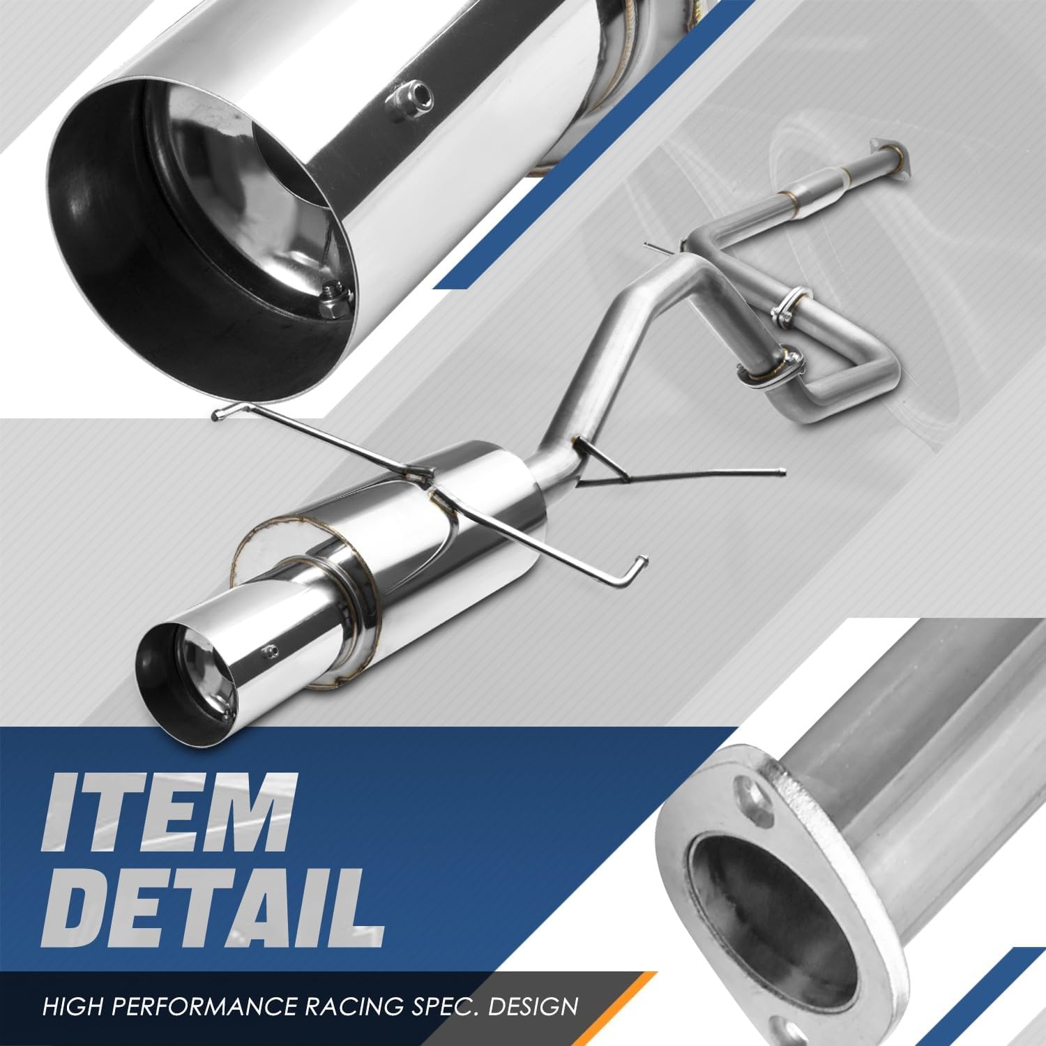 Auto Dynasty 4 Inches Round Muffler Tip Catback Exhaust System Compatible with 2000-2003 Nissan Maxima, Stainless Steel