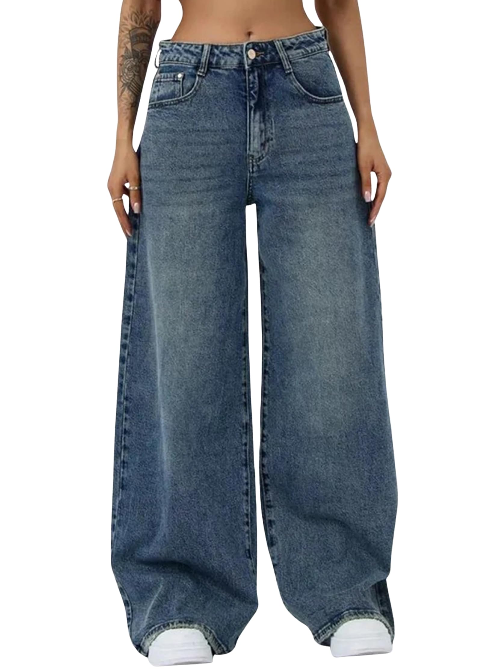 glossia Baggy Jeans for Women High Waist Stretchable Cotton-Blend Denim | Relaxed Straight Fit | Plus Size Bottom Wear 24 to 44 (WJ-1405_7-$)-picture-47