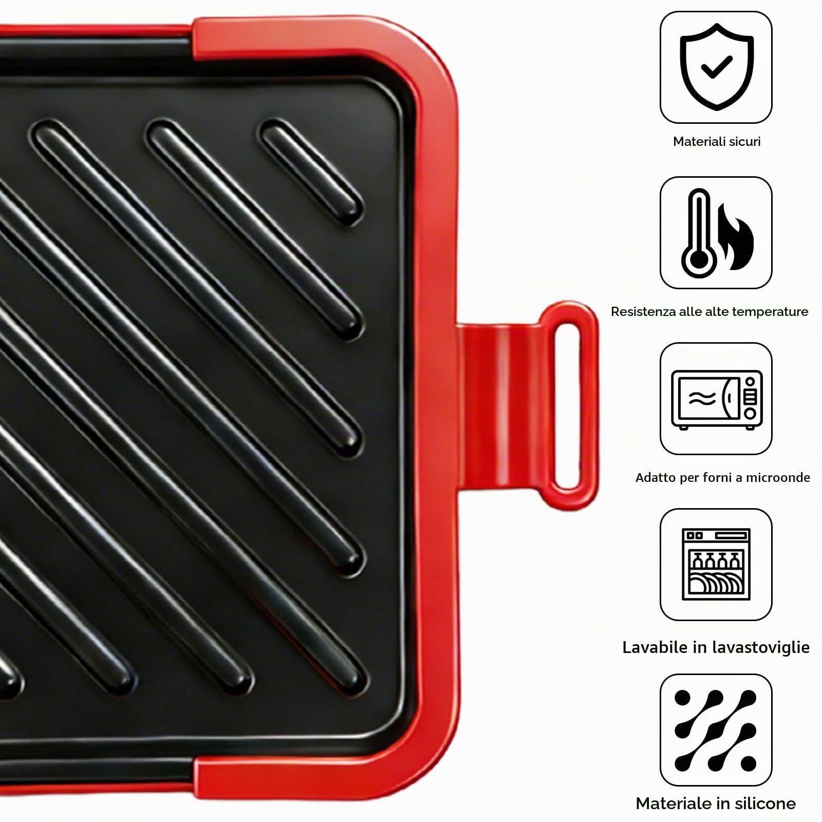 Leikurvo Sandwich Maker e Waffle, Tostapane per Forno a Microonde, Antiaderente, Pannelli Sandwich Senza Fili, Rosso