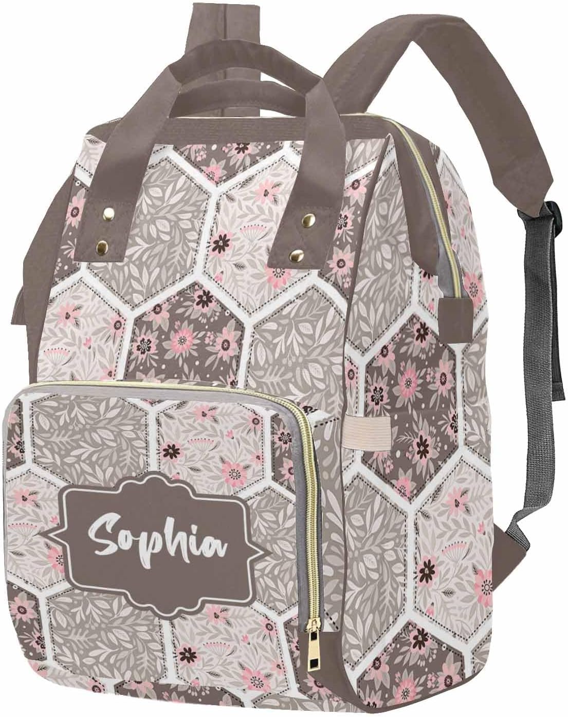 Newcos Personalized Cute Diaper Bag Backpack with Name Customized Bow Rose Pink Mommy Bags for Moms with Muti Pockets Custom Portable Nappy Bag Travel Backpack with Large Capacity for Women Men