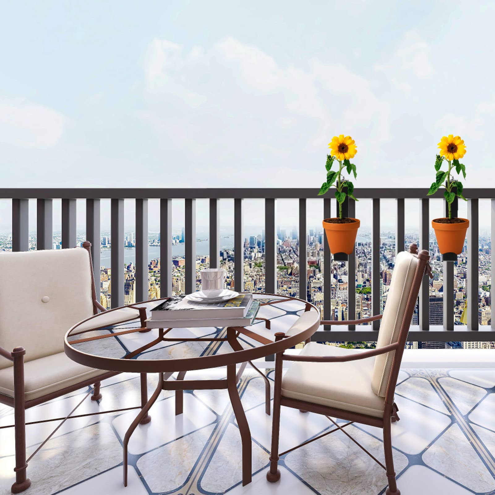 1 Paar Hängender Blumenpflanzer Haken Eisen Verstellbare Balkon Blumenkastenhalter für Garten Handlauf für und Außenbereich