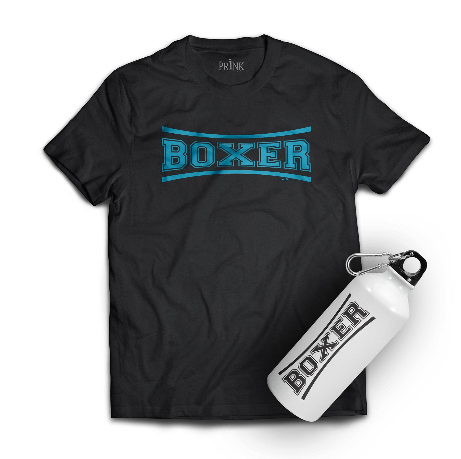 prink Boxer Combo of Sipper Bottle and T-Shirt | Black Cotton Round Neck Tshirts | Sipper for Boxer |-picture-33