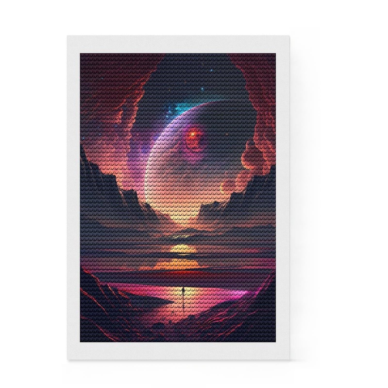 Junmoney Extraterrestrial Shores Diamond Art Canvas 8"x12", for Beginners, Easy to Enjoy, Cosy Home Accent, Christmas Gift, Enjoyable At-Home Hobby