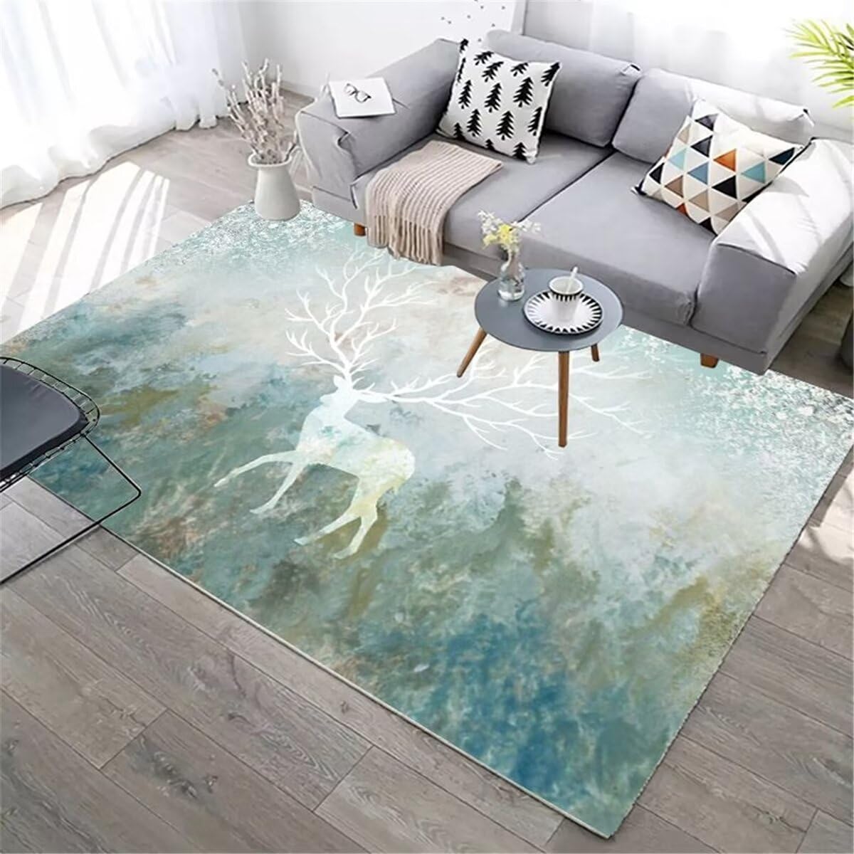 Tapis de canapé design bleu lavable pour décorer et isoler le coin jeux