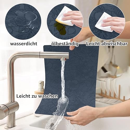 Miniatura 3 de Juego de 4 manteles individuales con 4 posavasos, diseño floral, antideslizantes, resistentes al calor, lavables para cocina y mesa de comedor,