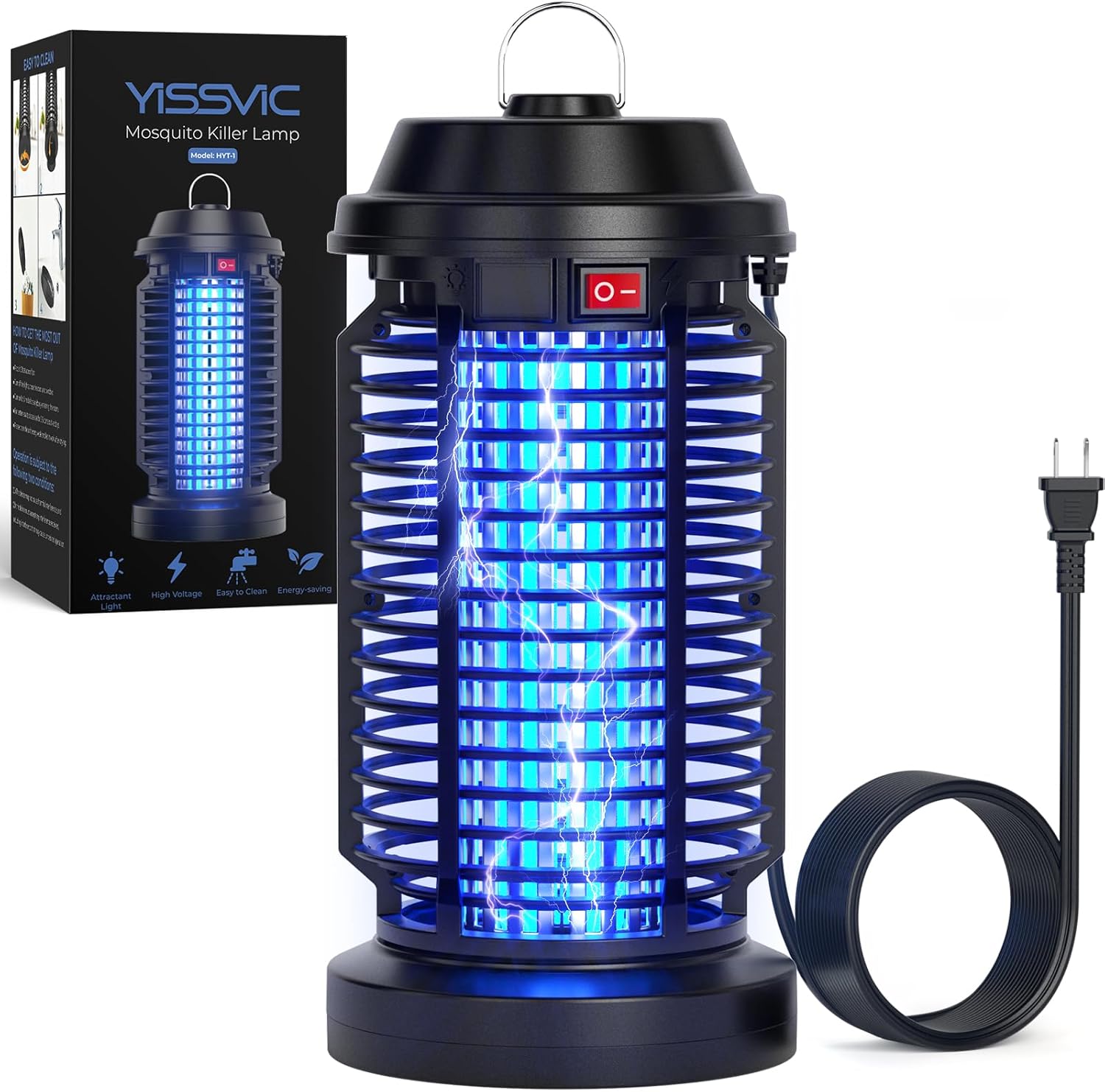 YISSVIC Bug Zapper Outdoor Indoor Waterproof Electric Mosquito Lamp Fly Zapper Killer Effective 4200V Plug in for Home Patio Office Courtyard