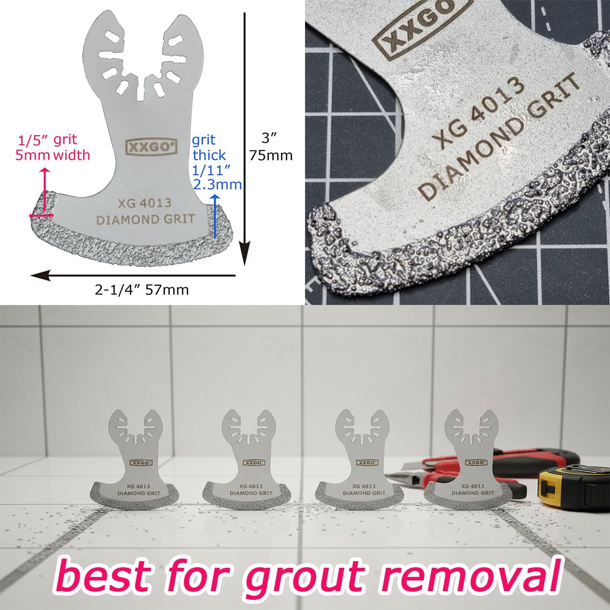 XXGO XG4001S - Cuchillas oscilantes para juntas de diamante (4 unidades)