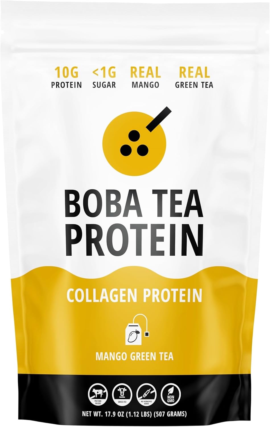 Mango Green Tea Flavored Collagen | 30 Servings | Grass-Fed Hydrolyzed Bovine Collagen Powder for Men and Women | Promotes Hair, Nail, Skin, Bone, and Joint Health | No Added Sugar