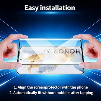 Screen Protector for Honor 90 [2 Pack], 3D Curved Full Coverage Tempered Glass, Bubble Free, Anti-Scratch, HD Clear