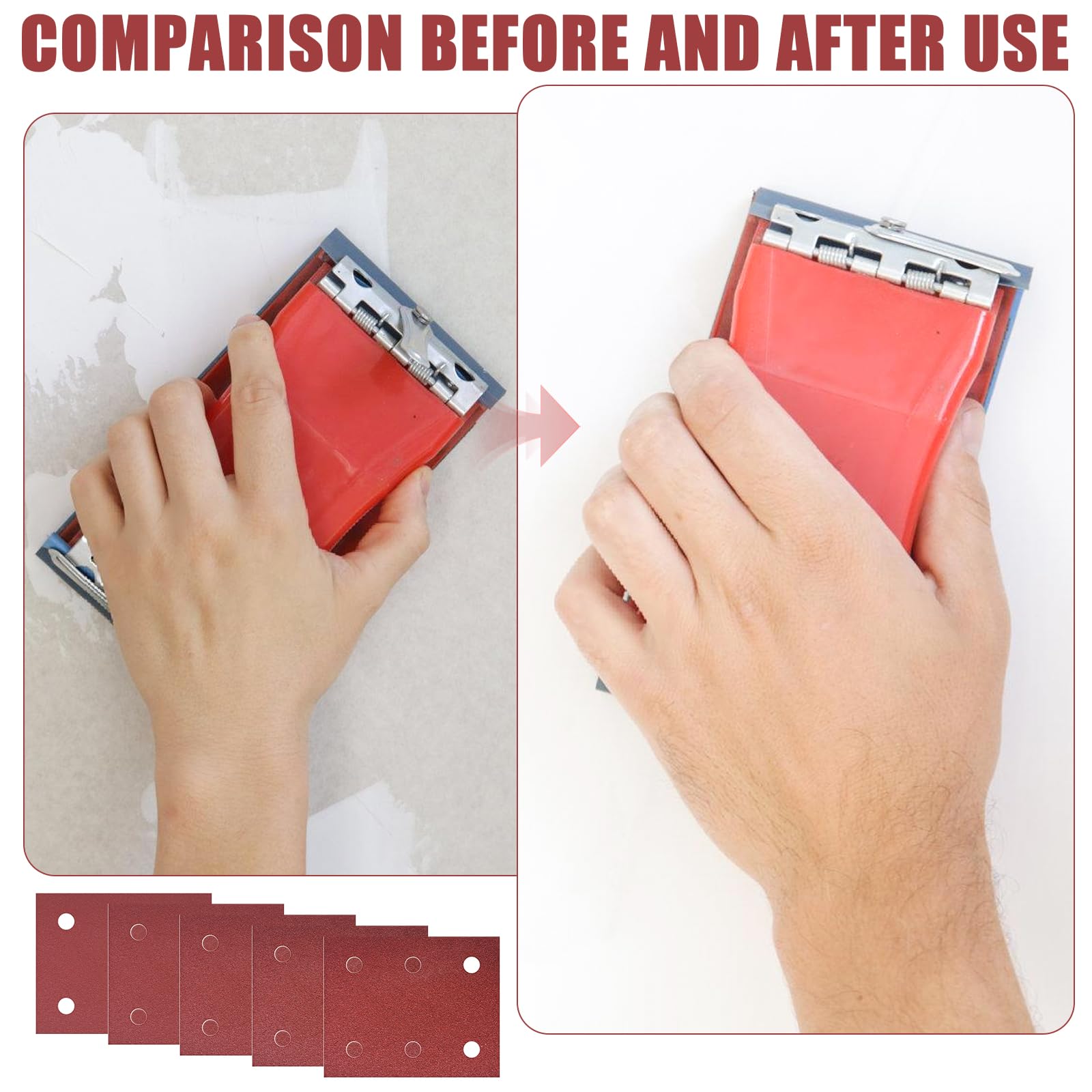 50 pezzi Set di carta abrasiva, carta abrasiva con velcro 102mm*114mm, grana 40/60/80/100/120 6 fori Set di fogli abrasivi Compatibile con Makita BO4555 BO4554 BO4561
