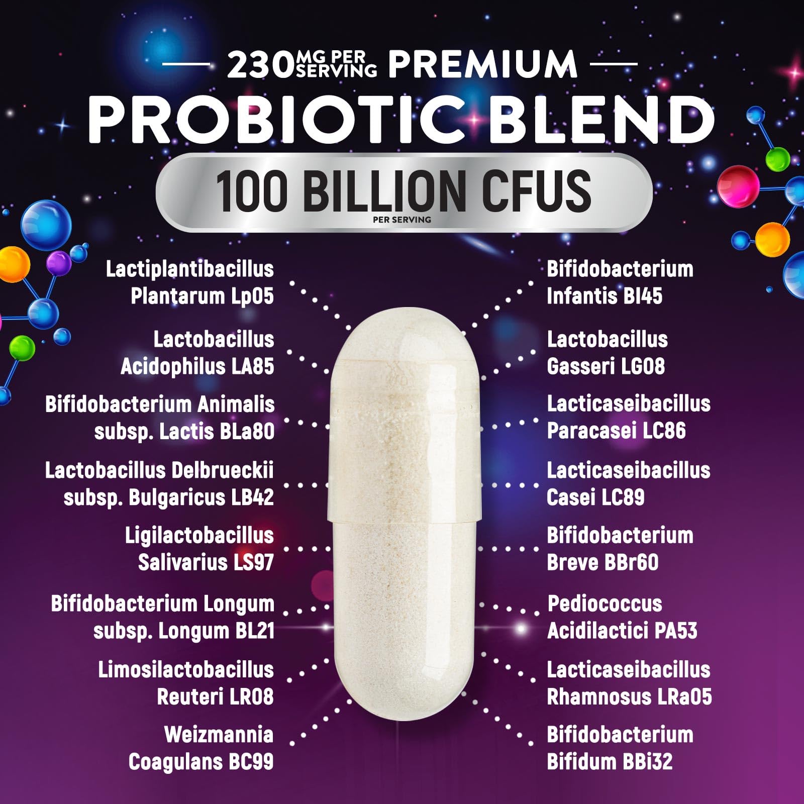 Nature's Probiotic - 100 Billion CFU Per Capsule - 16 Strains + Prebiotics - Best Probiotic Supplement for Women & Men - Supports Immune, Digestive Health, Constipation & Gas - Bottled USA - 60 Count — Amazon image 3