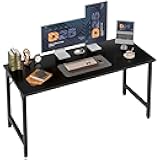Grandder 47 inch Computer Desk, Home Office Desk Study Writing Kid Table, Simple PC Gaming Desk, Adjustable Feet, Black