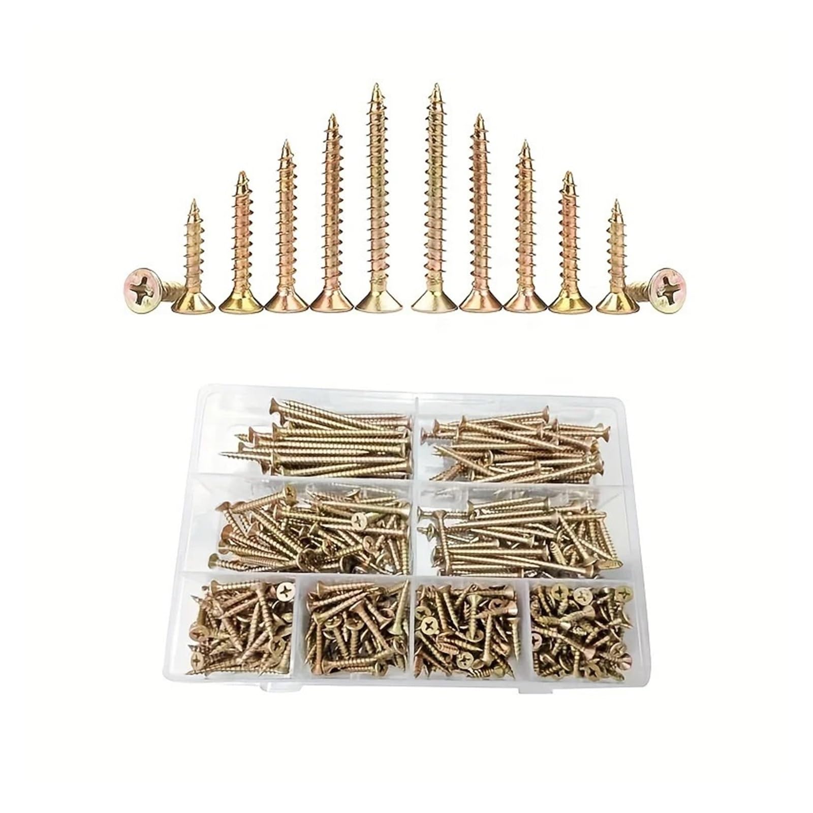 Terrassenschrauben 150/470-teiliges Kombinationsset mit selbstschneidenden Flachkopfschrauben, verstärkte selbstschneidende Holzschrauben, Metallschrauben(470PCS)